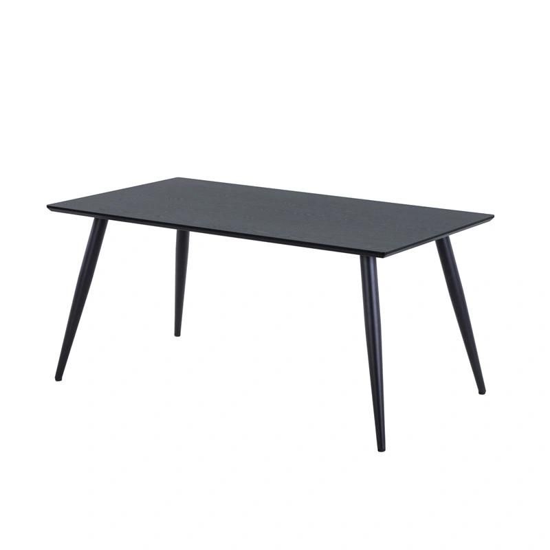 Hot Selling Contemporary Glass Dining Table with Black Iron Legs