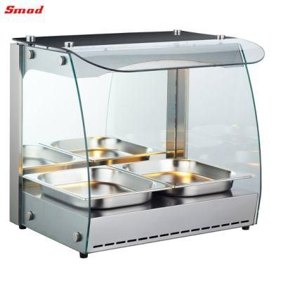 Countertop Round Curved Glass Hot Food Heating Warming Showcase