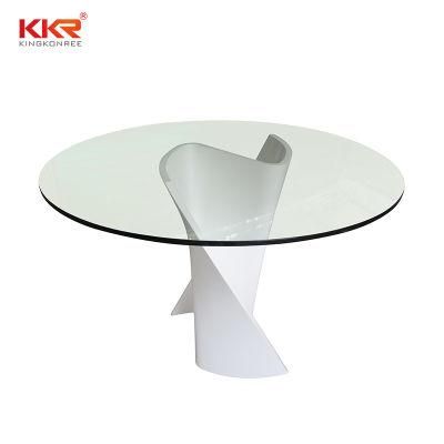 Glass Table Top Solid Surface Base Table
