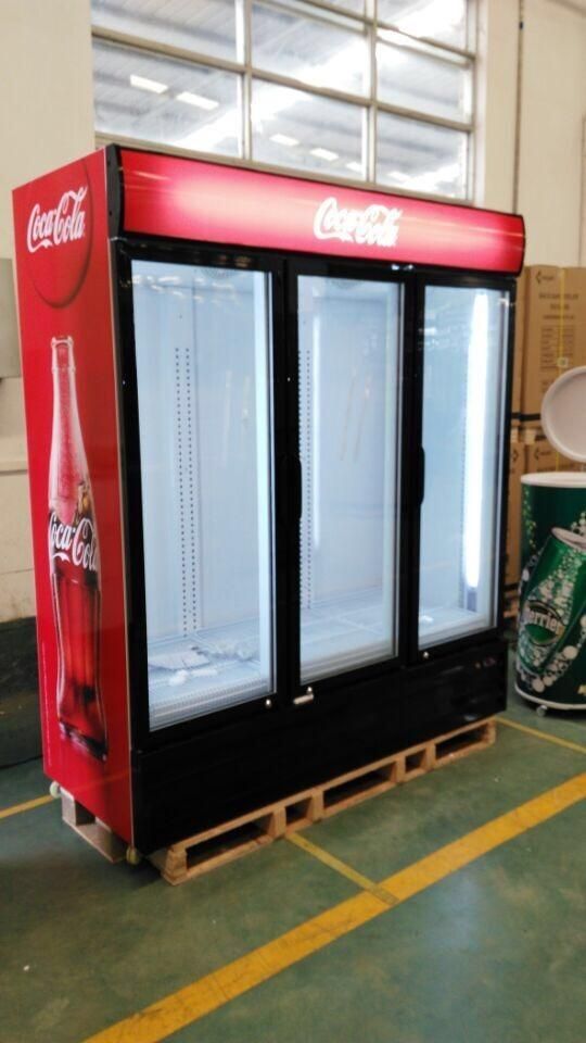 Three Glass Door Beverage Display Fridge/Beer Display Cooler/Refrigerating Showcase