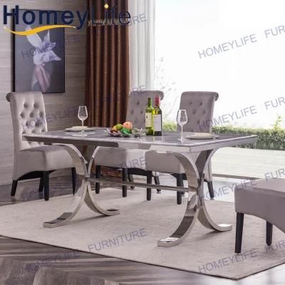 Custom Made Best Price Marble Dining Table with Stainless Steel Legs