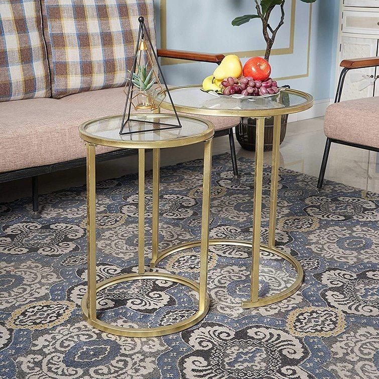 Luxury Copper Plating Stainless Steel Golden Black Tempered Glass Home Restaurant Coffee Table