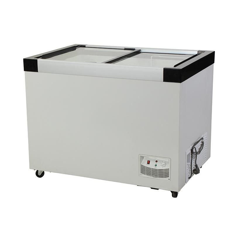Hot Selling Flat Sliding Glass Door Ice Cream Showcase Display Chest Freezer with Glass Top Sdsc-108