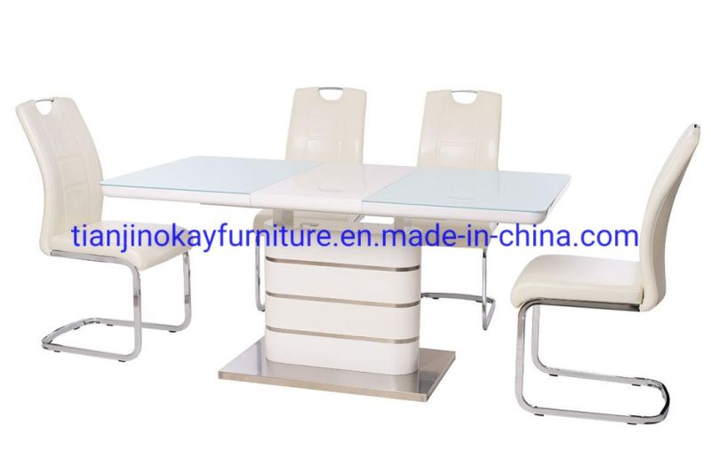 Modern Luxury Dining Tables Set Glass Dining Room Furniture Kitchen Restaurant Extendable Dining Tables