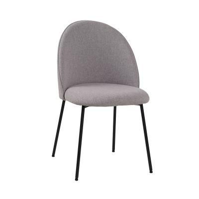 Home Restaurant Cafe Shop Furniture Fabric Seat and Round Back Dining Chair with Black Legs