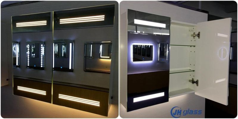Kitchen Bathroom Recessed or Surface Mount Frameless LED Mirror Cabinet with Defogger