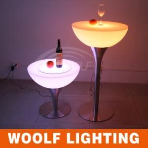 LED Plastic Glass Top Round Rotating Coffee Tables