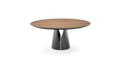 Cfd-18 Dining Table //MDF with Walnut Veneer Top//Metal Coating Base