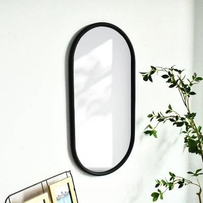 Popular Home Decorative Elegant Black Oral Make up Mirror in Living Room
