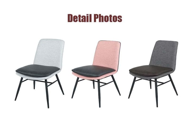 Modern Hotel Home Furniture Sofa Chair PU Leather Fabric Chair with Coated Rectangle Steel Tube Leg Dining Chair