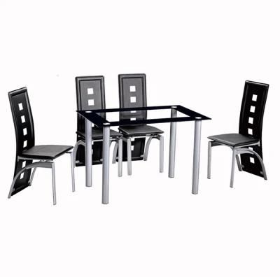 Rectangle Glass Tops Sturdy Metal Legs Dining Furniture Table