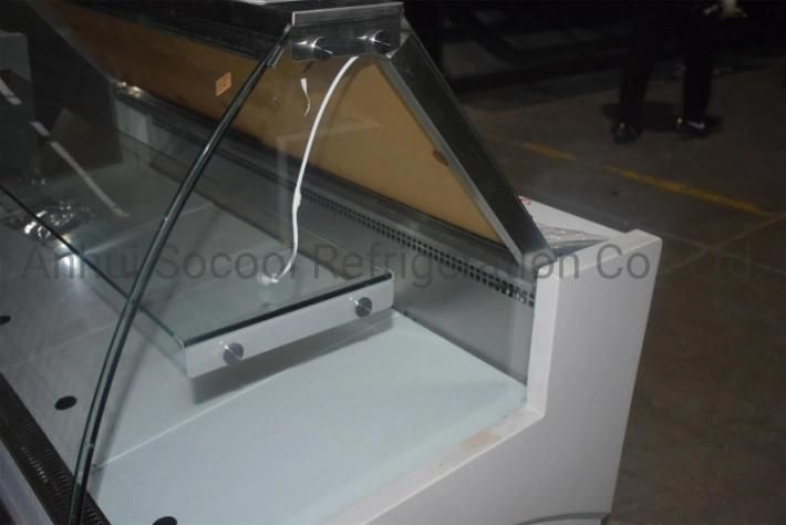 High-Quality Commercial Fish Refrigerated Cabinet with up-Down Front Curved Glass Doors