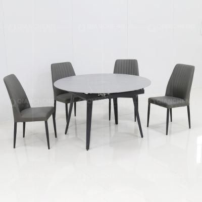 Modern Dining Room Furniture Grey Stone Top Extendable Dining Table Set