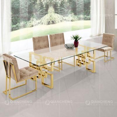 Tempered Glass ODM Wedding Banquet Gold Dining Table