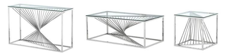 Modern Silver Frame Side Table/ Clear Glass Top Coffee Table for Home Banquet Wedding Furniture