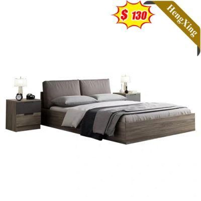 High Quality Modern Design Short Backrest New Grey Color Bedroom Home Hotel Furniture Wooden Double King Size Beds