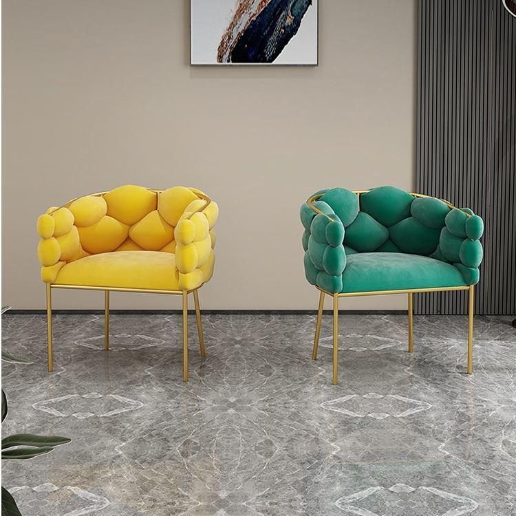 Home Bedroom Furniture Metal Leg Morandi Color Bedroom Dresser Chair Leisure Chair