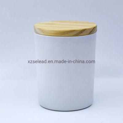 Empty Round Glass Candle Jar Glass Candle Holder with Bamboo Lid