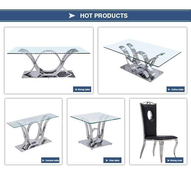 Modern Design Luxury Metal Legs & Glass Top Coffee Table Set