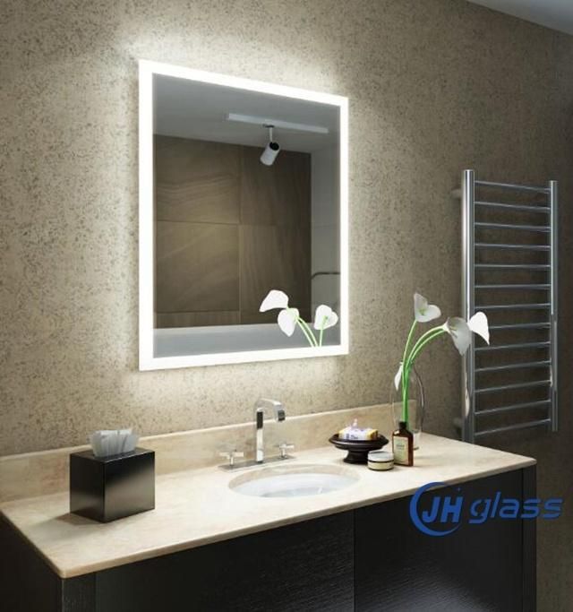 Modern Hotel Decorative Bathroom Illuminated Rectangle Backlit Sandblast LED Mirror