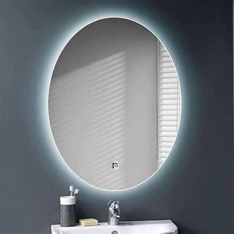 Modern Anti Fog Oval Smart Lighting LED Mirror for Bathroom