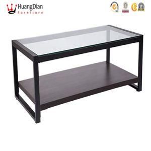 Chinese Wholesale Furniture Factory Custom Metal Frame Glass Top Coffee Table