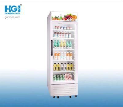 Large Capacity Free Standing No Forst Single Glass Door Beverage Showcase Cooling Hsc-350f