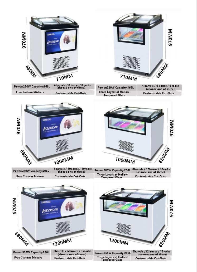 Commercial Big Window 2022 Hot New Design Factory Price Ice Cream Rapid Freezing Cabinet/4barrels/6boxes/6racks-Cxsd168-168L