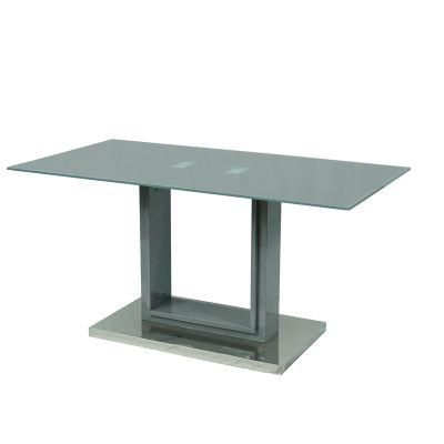 Home Dining Room Furniture Classic Design Simple Modern Glass Dining Table with MDF Steel Base