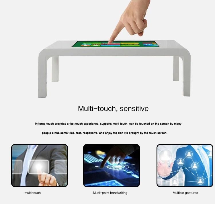 China Factory Directly Sell 43 Inch Tempered Glass LCD Touch Screen Interactive Coffee Table Game Table for Education/Advertising