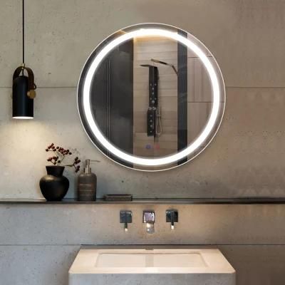 Lighted LED Defogger Waterproof Round Mirror for Bathroom