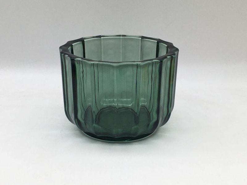 Glass Candle Holder Customized Various Spray Color Bowl Shaped Holder