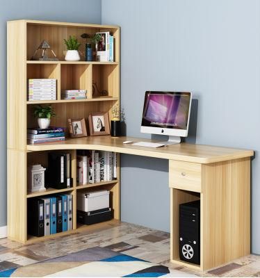Modern Child Wooden Bookcase with Study Table Set Computer Desk Customized