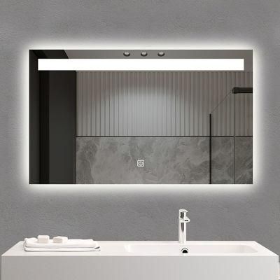 Horizontal Lighted Wall Mounted Bath Mirror Custom Rectangle LED Mirror