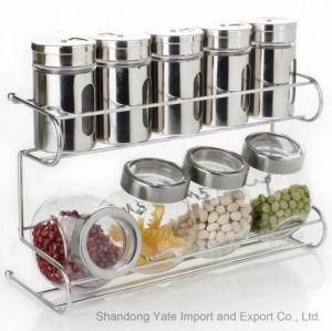 Spice Rack Glass Jars and Spice Shakers