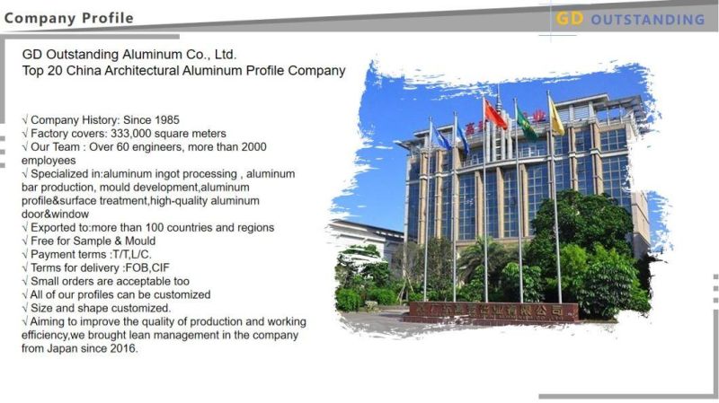 Aluminium Extrusion Profile 6063-T5/T6 for Industrial Used Material