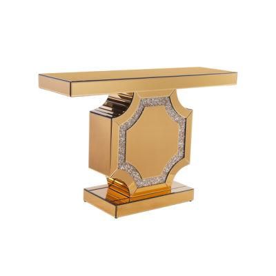 2021 Hot Sale Modern Faux Diamonds Gold Entryway Console Table Mirrored Furniture Auckland