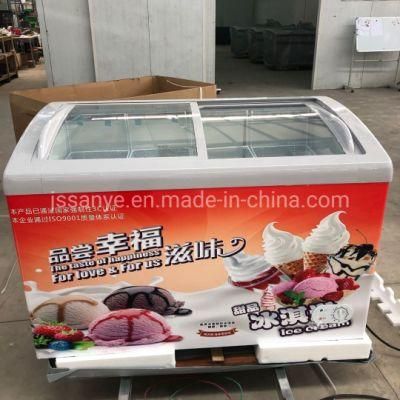 Commercial Sliding Glass Top Ice Cream Display Cabinet