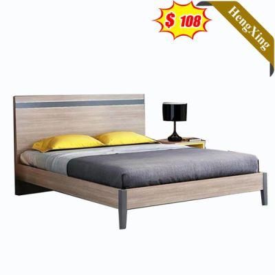 Modern Wooden Home Apartment Bedroom Furniture King Size Double Bed with Wood Legs