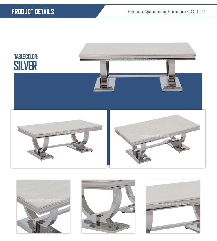 European Living Room Furniture Marble Top Stainless Steel Coffee Table
