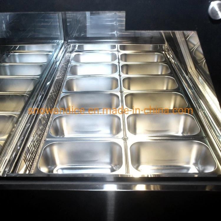 14 Pans Italian Curved Ice Cream Display Showcase