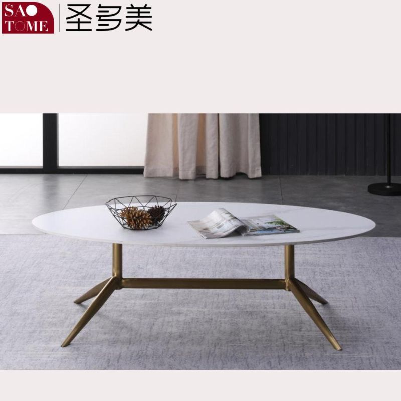 Modern Simple Luxury Living Room Furniture Oval Slate/Marble Coffee Table