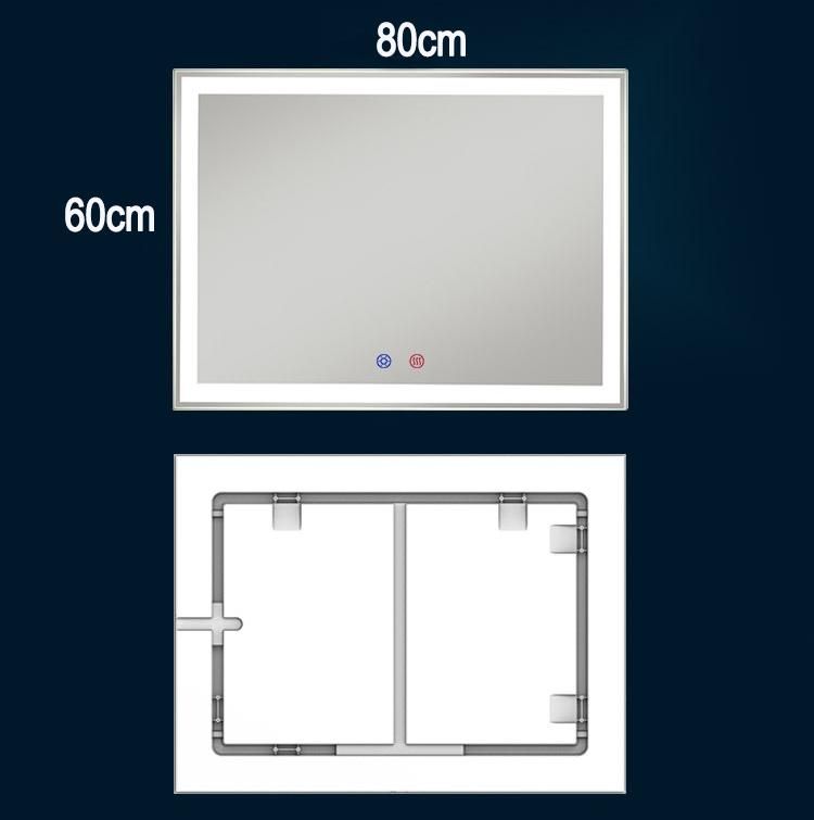 Copper Free Silver Super Slim Touch Screen LED Bathroom Mirror