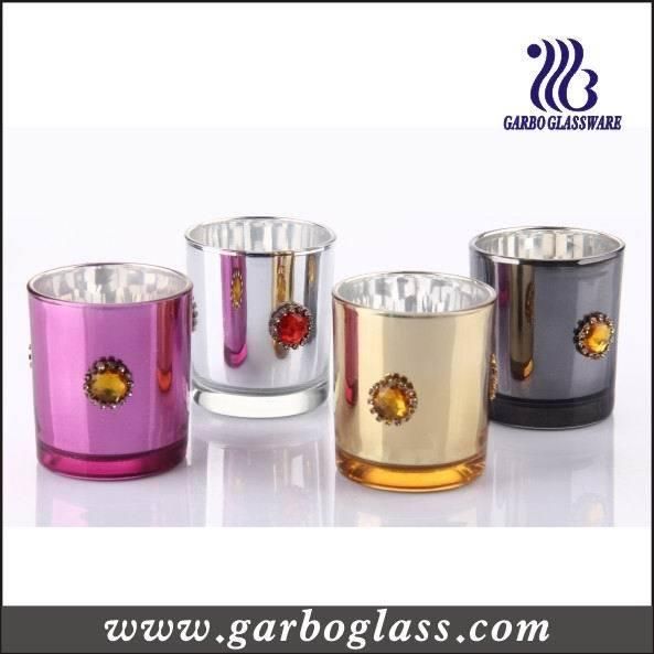 Wholesale Arab Style Electroplate Rose Gold Purple Yellow Glass Nordic Votive Candle Holder Modern for Wedding Party Supplies
