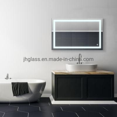 Jinghu Hotsale Bathroom Wall Mounted Metal Chasis Based LED Lighted Mirror