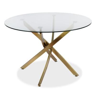 Wholesale Nordic Simple Design Home Furniture Glass Top Round Dining Table
