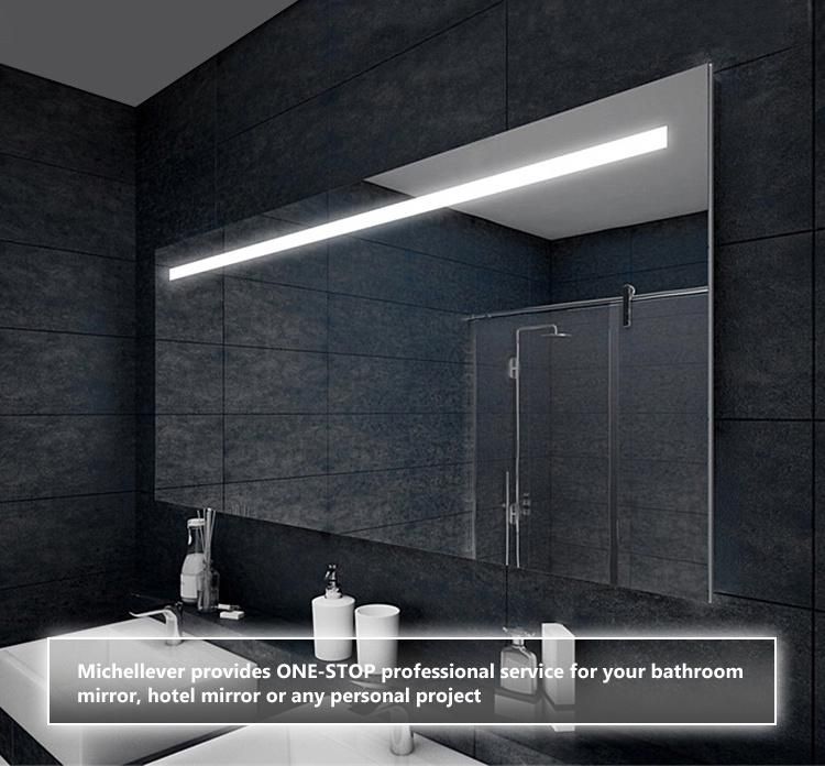 IP44 Hotel Wall Mounted Touch Sensor Switch LED Frameless Bathroom Mirror