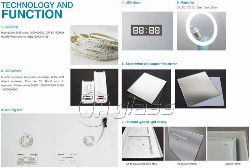 UL Certificate LED Bathroom Wall Mirror with Touch Switch