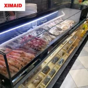 Chinese Suppliers Supermarket Glass Display Refrigeration Meat Sushi Deli Showcase