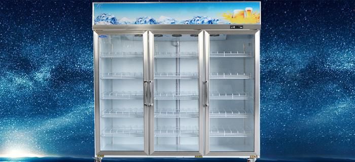 3 Glass Door Upright Fridge for Beer/Energy Drink Display Used Commercial Refrigerated Showcase Factory Direct Sale